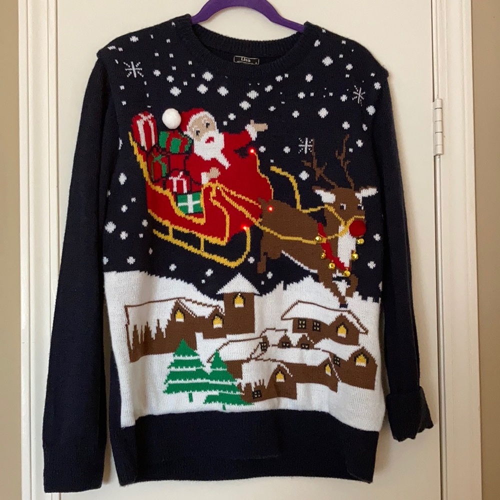 4/$20 light up Santa Christmas sweater